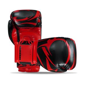 Gants de boxe en PU noir et rouge avec fermeture Velcro pour adultes, équipement d'entraînement, sangle de poignet réglable - Product Image 6