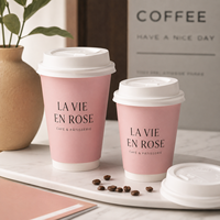 Gobelets en papier à paroi simple et double, écologiques, imprimés avec logo personnalisé, couleur rose doré, pour boissons chaudes