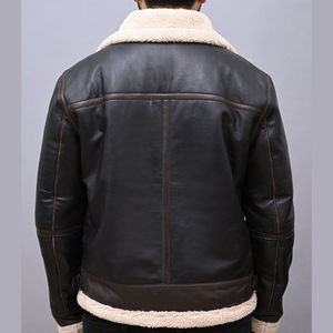 Shearling Leather <b>Jacket</b> | Genuine Leather Aviator Biker <b>Jacket</b> | Vintage Winter <b>Jacket</b> | Fur Collar Leather <b>Jacket</b> - Product Image 2