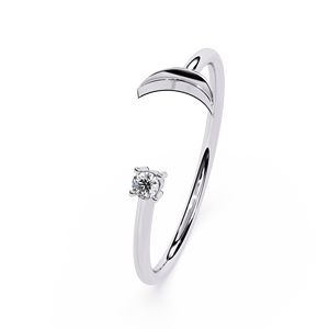 Women's White Gold Minimalist Diamond Engagement <b>Ring</b> Round Brilliant Cut GIA Certified Natural Diamond - Product Image 2