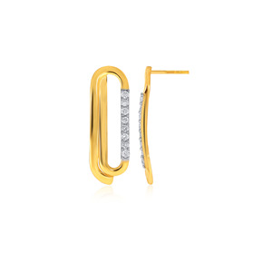 Boucles d'oreilles créoles en or jaune 18 carats avec diamants de laboratoire ronds pavés, bijoux fins modernes pour femmes - Product Image 4