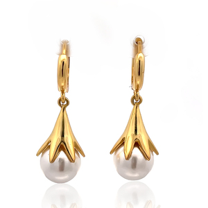 Boucles d'oreilles clous en argent sterling 925 marquées, avec perles et pierres en forme de fleur - Design tendance, certifiées par un tiers - Product Image 1