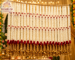 Guirlande de fleurs artificielles Jasmin et Rose, 1,2 m, faite à la main, pour mariage indien, décorations festives Mandap, Haldi, Mehndi, toile de fond – Vente chaude - Product Image 4