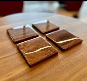 Sous-verres en bois de noyer naturel, forme simple, finition polie et lisse, faits à la main, écologiques, impression personnalisée, style classique - Product Image 3