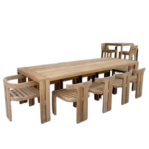 Outdoor Dining <b>Table</b> and Chairs 4/6/8 Seater Aluminum/<b>Wood</b> Frame <b>Garden</b> Furniture Set Custom Colors Vietnam Outdoor - Product Image 3