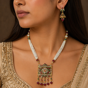 Indian Stylish Layered Pearl Rani Haar Long Kundan Necklace Zircon Alloy Jewellery Set Wedding Engagement Party <b>Gift</b> Hiphop Gold - Product Image 1