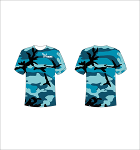 เสื้อยืดแขนสั้นลายพรางสำหรับผู้ชาย รุ่น Ferocious สีน้ำเงิน แห้งเร็ว คอกลม ทรงปกติ พิมพ์ลาย - Product Image 1