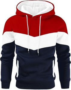Men's Color Blocking <b>Hoodie</b> Regular Fit Long Sleeve Casual Knitted with Pocket Winter Wear Breathable Quick Dry Polyester/Cotton - Product Image 1