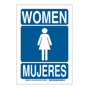 Panneau de signalisation de sécurité bilingue pour femmes (anglais/espagnol) – Durable, pour intérieur/extérieur - Product Image 3