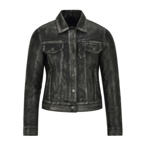 Custom Genuine Napa Leather <b>Women</b>’s Vintage Waxed Napa Leather Trucker <b>Jacket</b> OEM ODM Private Label Wholesale Manufacturer - Product Image 1