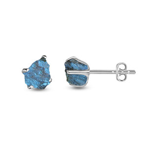 925 Sterling Silver Natural Labradorite Rough Butterfly Lock Stud <b>Earrings</b> Fashion Trendy Dainty Prong Setting Pack of 4 Pairs - Product Image 1
