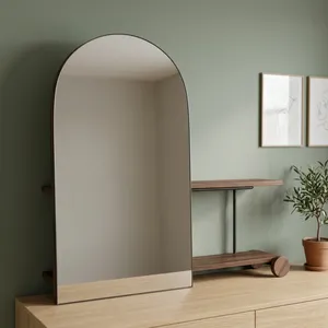 Miroir de table arqué avec support en bois, miroir de maquillage moderne pour bureau, organisateur décoratif - Product Image 4