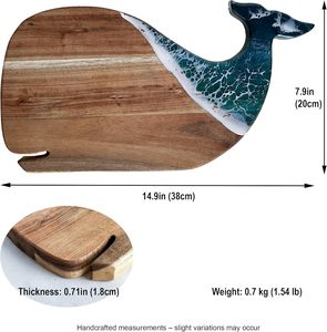 Serving Board - Acacia Wood with Ocean-Inspired Epoxy Cute Charcuterie Cheese Tray, Unique Kitchen Décor, Cutting Board - Product Image 3