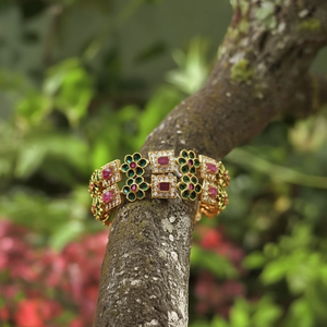 Green AD Vintage Brass Charm Bracelets with Zircon Pearl & Emerald - Product Image 3