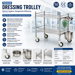 Vente exclusive de mobilier hospitalier de qualité supérieure, chariot à pansements en acier inoxydable à prix de marché raisonnable - Product Image 1