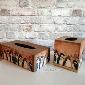 Caja de pañuelos de madera con diseño minimalista y estampado moderno para interiores contemporáneos, estuche mayorista. - Product Image 1