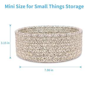 Petit panier en corde de coton tressé, adorable mini panier de rangement rond pour jouets, chaussettes, cadeaux, décoration de chambre d'enfant - Product Image 2