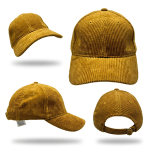 Gorra de Béisbol Unisex de Pana, Ajustable, Informal, para Adultos, Color Amarillo Mostaza, 100% Algodón, Estilo Primavera-Otoño - Product Image 1