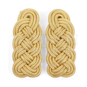 Épaulettes dorées tressées à coudre, épaulettes de cérémonie, insignes de grade, décorations d'uniforme en tissu tissé, badges brodés classiques - Product Image 1
