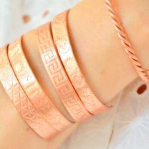 Rose Gold Plated <b>Copper</b> Alloy Cuff Bracelet Classic Unisex Jewelry for men women <b>copper</b> wear jewelry - Product Image 5