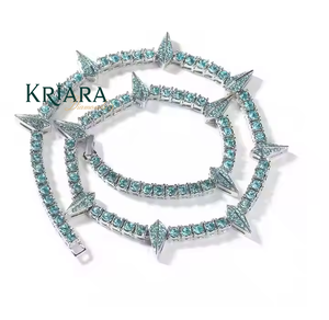 Lab Grown Diamond <b>Statement</b> <b>Necklace</b> S925 Silver 14K/18K Gold & Rhodium Plated Spike Crystal Punk Style Unisex Party Jewelry - Product Image 4