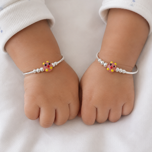 925 Sterling Silver Kids Animal Bead Bangle <b>Bracelet</b> High Polish <b>Cute</b> Pink Enamel Design Girls Daily Wear Party Gift Jewelry - Product Image 1