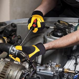 Guantes de trabajo de calidad superior al por mayor, puños parcheados de cuero de grano de vaca y Palma, proveedor directo de fábrica, pantalla táctil de construcción - Product Image 6