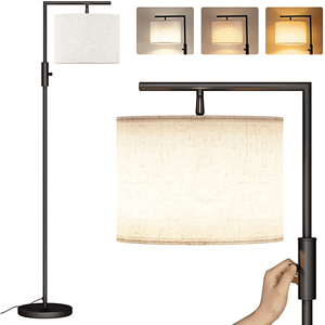 Lampada da Terra Moderna Dorata con Paralume in Acrilico, Interruttore Rotativo, 3 Temperature di Colore, LED 9W per Soggiorno - Product Image 1