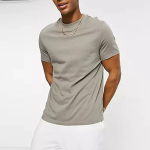 Men's Maroon Short Sleeve T-<b>Shirt</b> O-Neck Contrast Trim Regular Fit Casual Jersey Knit <b>100</b>% Cotton Solid Color - Product Image 3