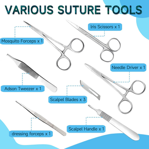 Kit de sutura para laboratorio de biología y estudiantes de anatomía, juego de bisturís de acero inoxidable para uso quirúrgico, médico y de primeros auxilios. - Product Image 3