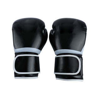 Gants de boxe en cuir noir avec fermeture velcro pour les poignets, pour l'entraînement des adultes - Product Image 5