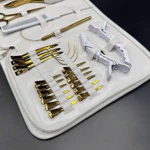 Gold White Hair Extension Tools Kit Set Including Micro <b>Ring</b> Silicon Bead Pliers <b>Clips</b> Scissors Loop Human Hair Extension Pliers - Product Image 2