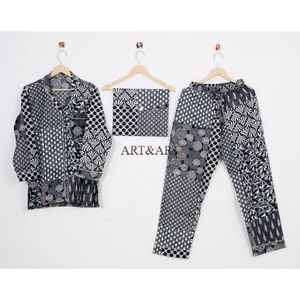 ชุดนอนผ้าฝ้ายอินเดียสีดำสำหรับผู้หญิง งานแฮนด์เมดสุดหรู ลายดอกไม้พิมพ์ลายลำลอง เสื้อชุดนอนงานฝีมือช่างฝีมือ ชุดนอนสำหรับกลางคืน แห้งเร็ว - Product Image 6