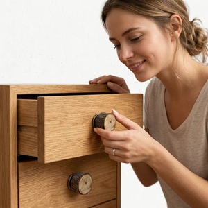 Modern Wood Cabinet Knobs Cylindrical Handle Natural Tree Bark Finish Durable Kitchen Bedroom Home Office Furniture Hardware - Product Image 2