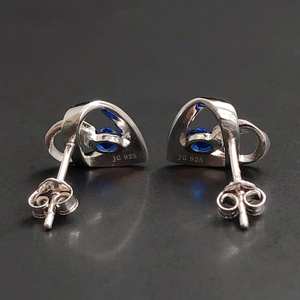 Pendientes de Zafiro en Forma de Corazón, Plata de Ley, Piedra de Nacimiento de Septiembre, Regalo para Cumpleaños, Navidad, Aniversario de Boda - Product Image 6