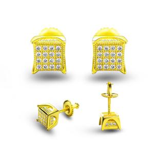 Magnifiques boucles d'oreilles en argent 925 plaqué or avec diamants en moissanite, bijoux de luxe haut de gamme pour hommes et femmes - Product Image 1
