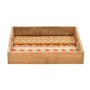 Bandeja de Servir de Madera con Diseño de Esmalte Colorido, Bandeja Rectangular para Uso en la Cocina - Product Image 2