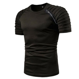 เสื้อยืดโอเวอร์ไซส์คอกลมสีขาวสำหรับผู้ชาย แขนสั้น แต่งซิป สไตล์ลำลองสปอร์ต ผ้าฝ้ายถัก 100% แห้งเร็ว ความยาวปกติ - Product Image 3