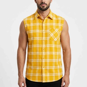 Camisa de Franela Personalizada al por Mayor para Hombre, Color Personalizado, Sin Mangas, Casual, Unisex, con Botones, a Cuadros, Transpirable, de Punto, para Verano - Product Image 1