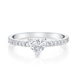 Anillo de compromiso de plata de ley 925 con diamante cultivado en laboratorio en forma de corazón y banda de boda de eternidad de oro blanco puro de 14K al por mayor - Product Image 1