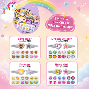 Barrettes pour cheveux d'enfants avec des motifs de cœur, d'étoile et de paillettes, accessoires décoratifs pour un usage quotidien, emballage en carton pour les fêtes - Product Image 4