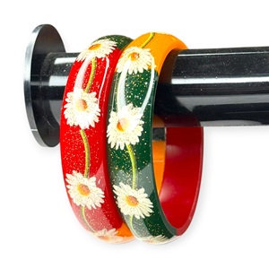Everyday Wear <b>Colourful</b> Acrylic Floral Bangles <b>Set</b> with Soft Glossy Finish at Lowest Price For Women Girls - Product Image 2