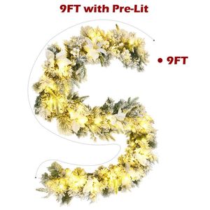 Guirnalda Navideña Artificial Preiluminada de 9 Pies con 50 Luces LED para Decoración de Fiestas en Interiores y Exteriores - Product Image 5