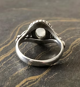 Dainty Moonstone Gemstone <b>Sterling</b> <b>Silver</b> Oval Shape <b>Ring</b> 3.4 Grams for Women and <b>Men</b> - Product Image 4