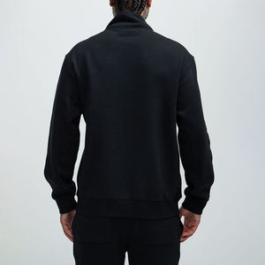 Sweat-shirt en molleton noir pour homme, demi-zip, coupe classique, à capuche tricotée, streetwear d'hiver, OEM, 100% polyester, écologique - Product Image 4
