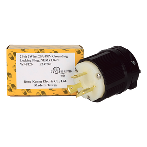 Prise électrique en nylon réutilisable Hubbell compatible WJ-8326 NEMA L8-20P 480V UL498 pour moteurs industriels - Product Image 5