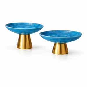 Elegantes Cuencos Decorativos de Resina Amarilla y Naranja con Base Dorada para Decoración del Hogar, Centro de Mesa, Juego de Cuencos de Resina - Product Image 3