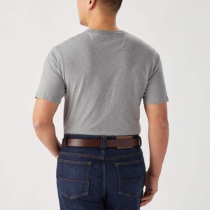Men's Gray Cotton T-<b>Shirt</b> Regular Fit O-Neck Short Sleeve Casual Solid Color Jersey Knitted Plain Dyed - Product Image 4
