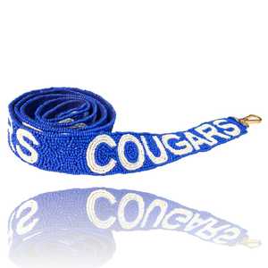 Sangle de sac perlée COUGARS |   Sangle de sac à main artisanale pour le jour du match - Product Image 1