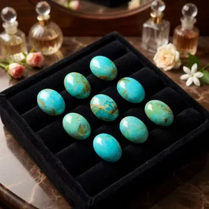 Pierres précieuses naturelles en turquoise verte, taille ovale 10x14mm, pierres brutes pour la fabrication de bijoux, cabochon - Product Image 1